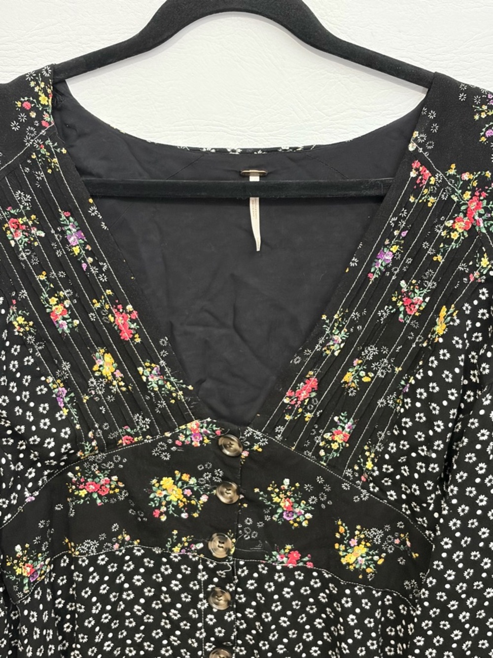Free People Black Floral Mini Dress - Picture 4 of 13